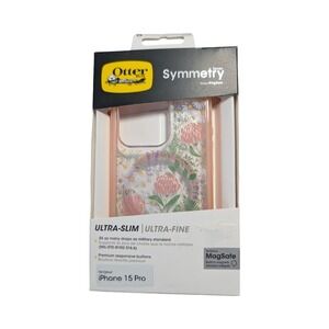 N3-N OtterBox iPhone 15 Pro Symmetry Series Case with MagSafe - Peachy Bloom